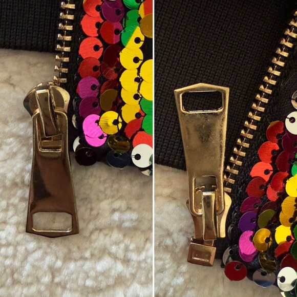 Cresay Sequin Bomber Jacket Size XL Multicolor 80s Disco Glam Festival Style - Picture 10 of 15